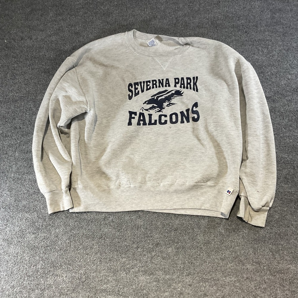 Vintage 90s Russell Athletic Severna Park Falcons Sweatshirt XL Gray Maryland